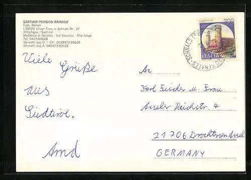 AK Unser Frau in Schnals, Gasthof-Hotel Rainhof, Schnalstaler Gletscherbahn