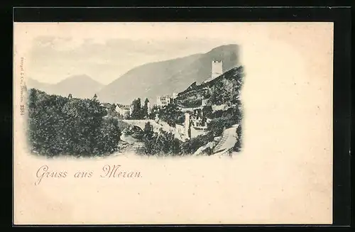 AK Meran, Ortsansicht aus der Vogelschau