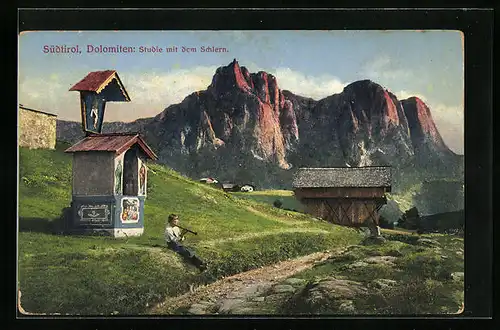 AK Kastelruth, Blick zum Schlern