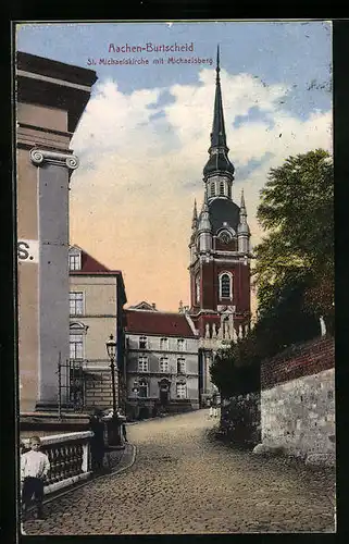 AK Aachen-Burtscheid, St. Michaelskirche mit Michaelsberg