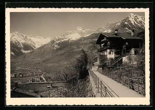 AK Merano, Ortspartie und Gipfelpanorama