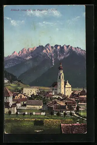 AK Toblach, Ortsansicht mit Kirche