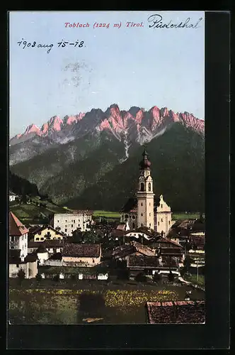 AK Toblach, Ortsansicht mit Kirche