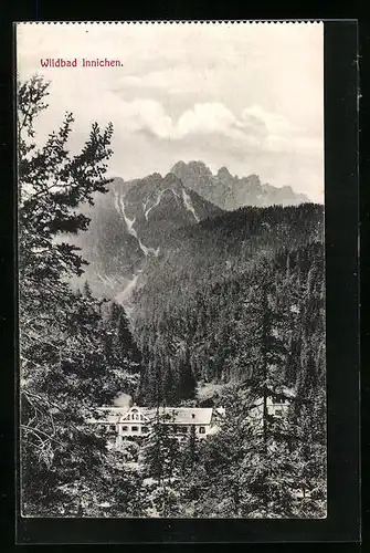 AK Innichen, Ortsansicht aus der Vogelschau