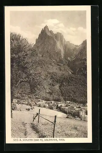 AK Seis am Schlern, Ortsansicht aus der Vogelschau