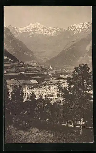 AK Sterzing, Ortsansicht mit d. Wilden Kreuzspitze von der Waldpromenade