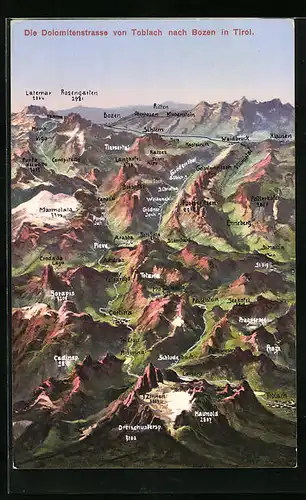 AK Toblach, Dolomitenstrasse von Toblach nach Bozen