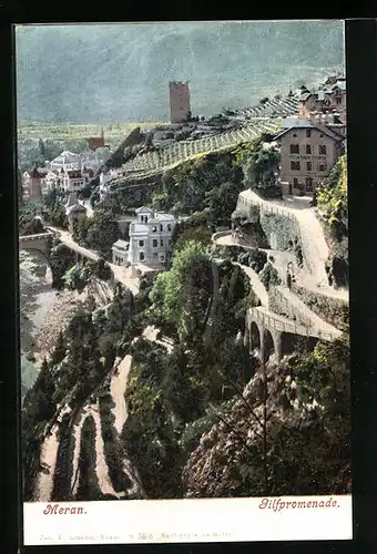 AK Meran, Gilfpromenade aus der Vogelschau