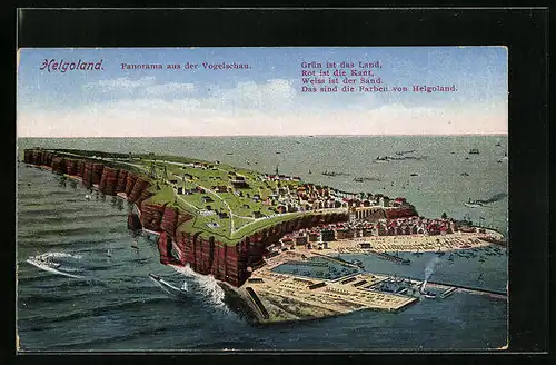 AK Helgoland, Inselansicht aus der Vogelschau