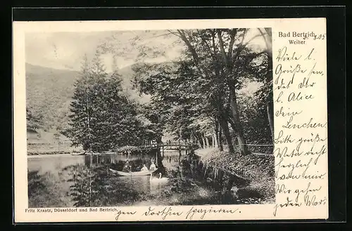 AK Bad Bertrich, Ruderpartie auf dem Weiher