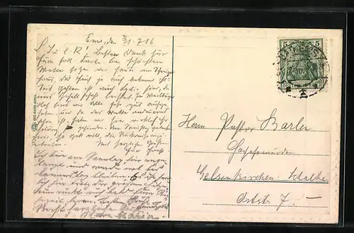 AK Bad Ems, Gesamtansicht, Blick Lahn aufwärts