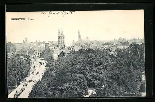 AK Münster i. W., Ortsansicht aus der Vogelschau