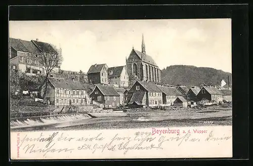AK Beyenburg a. d. Wupper, Ortsansicht mit Kirche