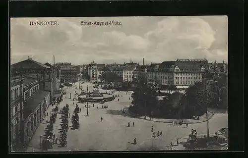 AK Hannover, Ernst-August-Platz aus der Vogelschau