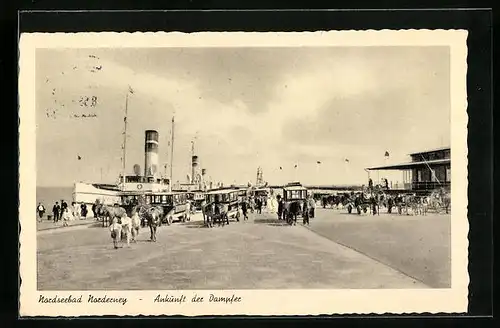 AK Norderney, Ankunft der Dampfer