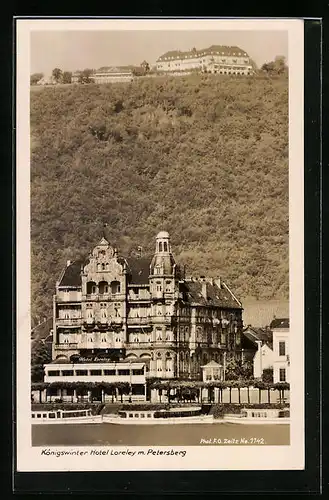 AK Königswinter, Hotel Loreley mit Petersberg