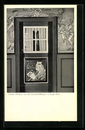 AK Schwalenberg i. Lippe, Restaurant Künstlerklause, Innenmalereien