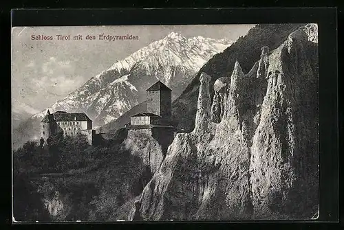 AK Dorf Tirol, Schloss Tirol mit Erdpyramiden
