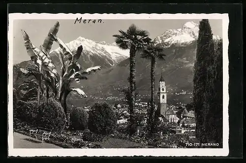 AK Meran, Panoramablick vom Berg