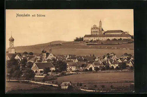 AK Neresheim, Gesamtansicht mit Schloss