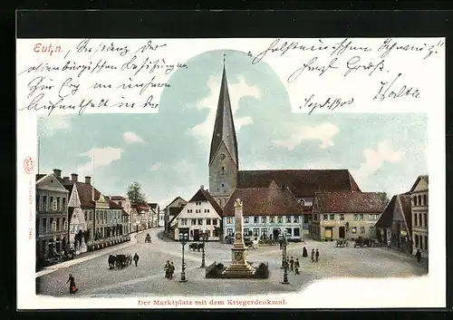 AK Eutin, Marktplatz mit Kriegerdenkmal