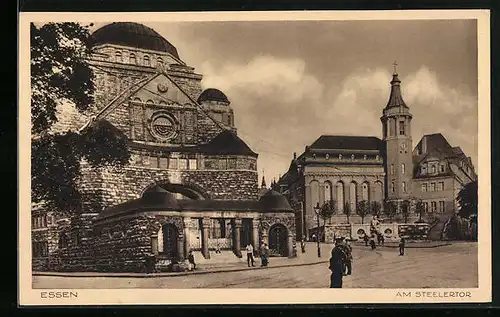 AK Essen, am Steelertor mit Synagoge