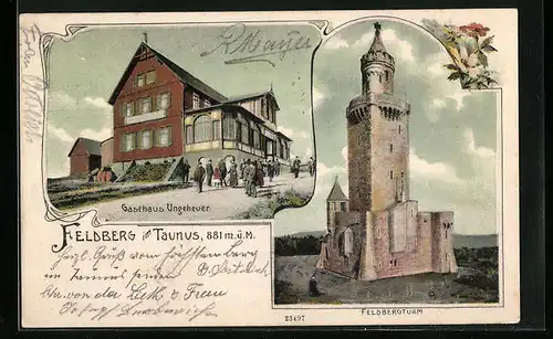 AK Feldberg / Taunus, Gasthaus Ungeheuer, Feldbergturm