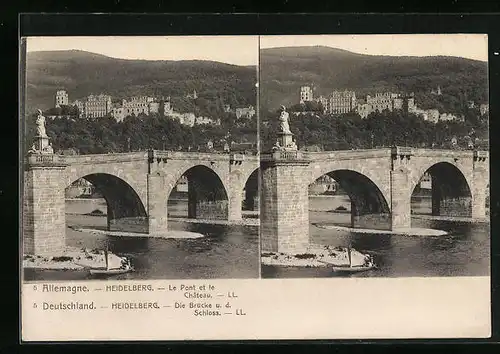 Stereo-AK Heidelberg, Brücke und Schloss