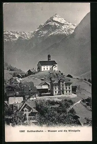 AK Wassen, Teilansicht mit Kirche