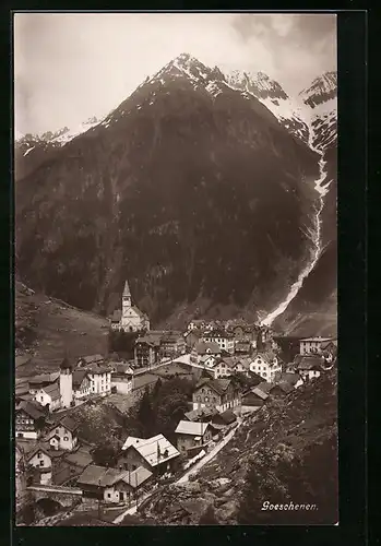 AK Goeschenen, Totale mit Gebirgswand