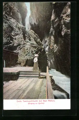 AK Bad Pfäfers, Ende der Taminaschulcht, Eingang zur Quelle