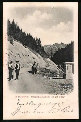 AK Urnerboden, Grenzstein zwischen Uri und Glarus