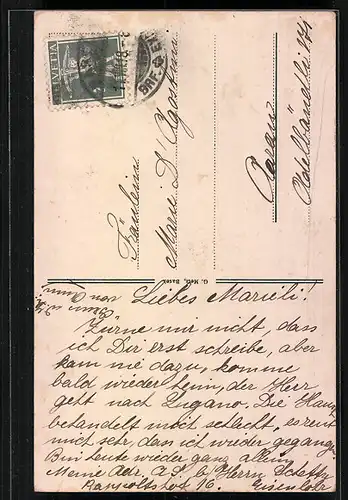 AK Basel, Passanten vor dem Spalentor