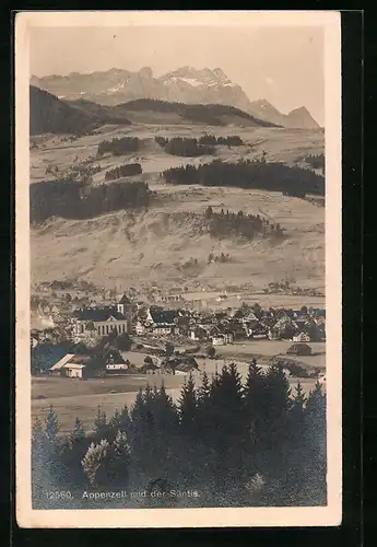 AK Appenzell, Panoramablick auf Stadt und Säntis