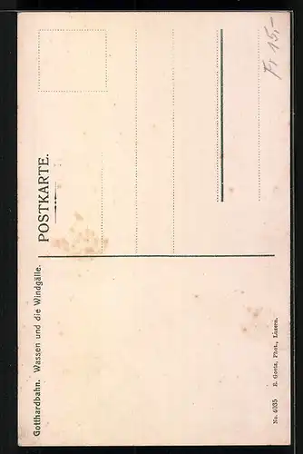 AK Wassen, Teilansicht mit Kirche und Windgälle