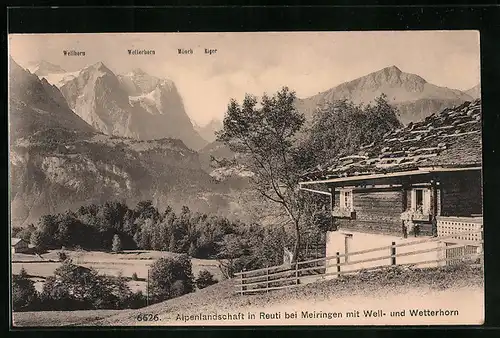 AK Reuti, Alpenlandschaft mit Well- und Wetterhorn