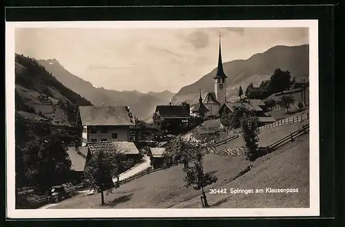 AK Spiringen am Klausenpass, Ortsansicht aus der Vogelschau