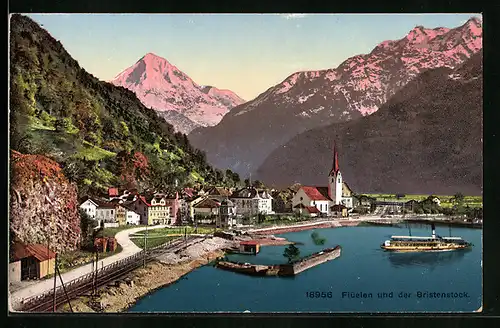 AK Flüelen, Blick zum Ort mit Bristenstock