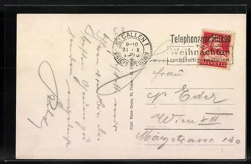 AK St. Gallen-Sitterbrücken, Ortsansicht mit der Säntiskette im Hintergrund