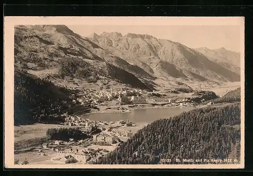AK St. Moritz, Totalansicht und Piz Kesch