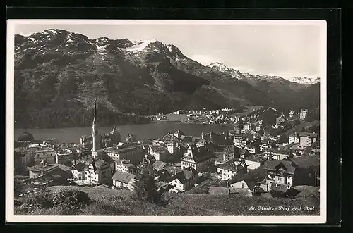 AK St. Moritz-Dorf, Gesamtansicht mit St. Moritz-Bad