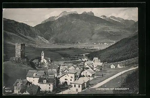 AK Hospenthal, Gesamtansicht mit Andermatt