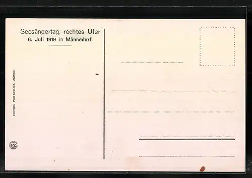 AK Männedorf, Ortsansicht am Seesängertag, rechtes Ufer am 6. Juli 1919