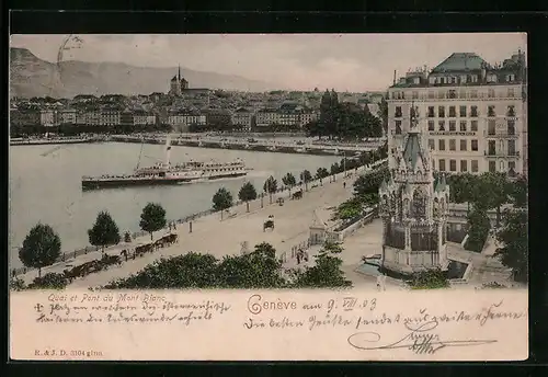 AK Genève, Quai et Pont du Mont Blanc