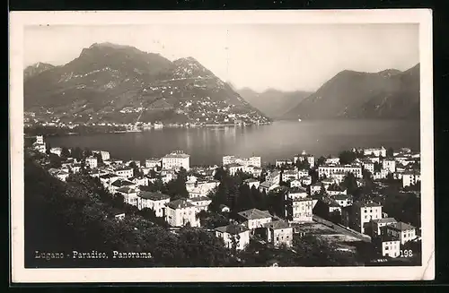AK Lugano-Paradiso, Panorama aus der Vogelschau