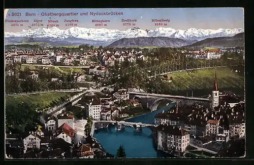 AK Bern, Obstbergquartier und Nydeckbrücken