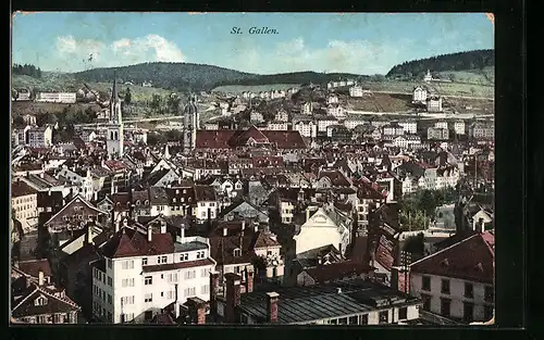 AK St. Gallen, Ortsansicht aus der Vogelschau