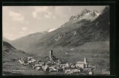 AK Hospenthal, Ortsansicht aus der Vogelschau