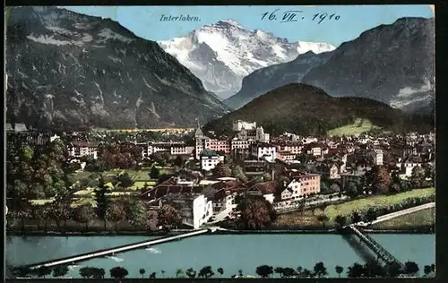 AK Interlaken, Ortsansicht aus der Vogelschau