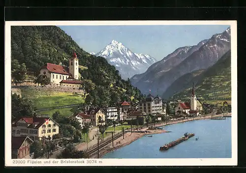 AK Flüelen, Ortsansicht und der Bristenstock